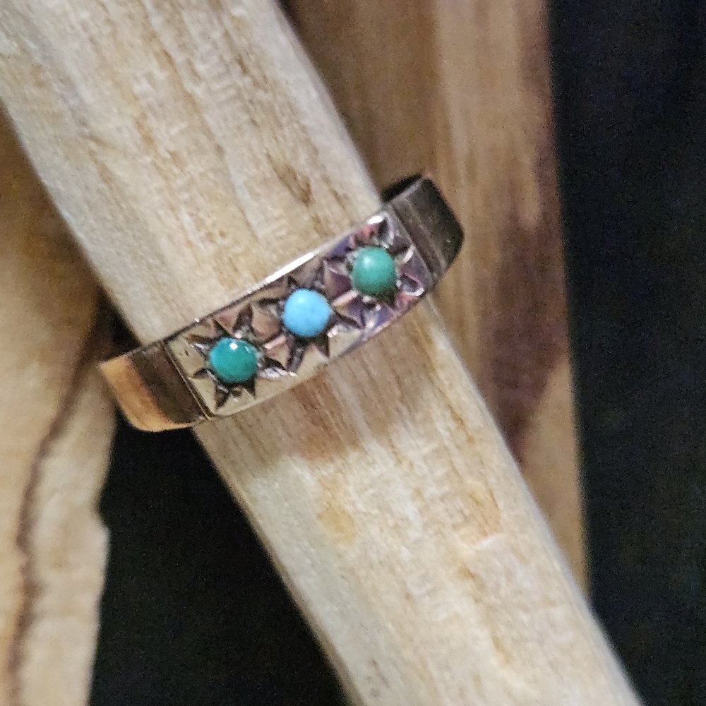 Edwardian 10K Rose Gold Turquoise Ring